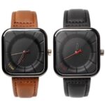 TOMI Fashion Casual Men 's Bussiness Retro Design Leather Round Band Watch (saacad nooca aragu xidho)
